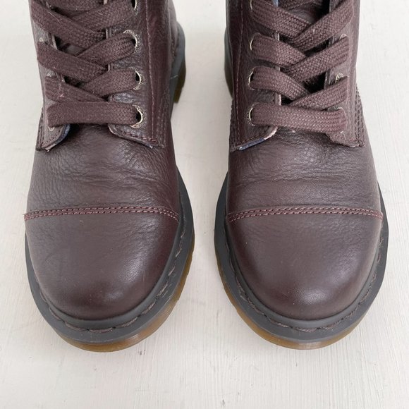 Dr. Martens Brown Leather Aimilie Lace Up Fold Over Boots Triumph Women's Size 6 - Picture 3 of 12
